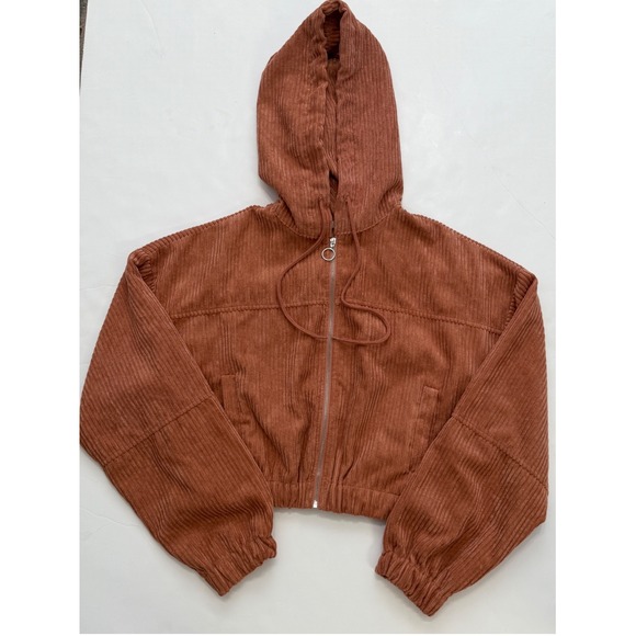 Altar'd State Jackets & Blazers - Altar'd State Rust Corduroy Cropped Zip Up Hoodie Jacket XS FL21A863 Terracotta